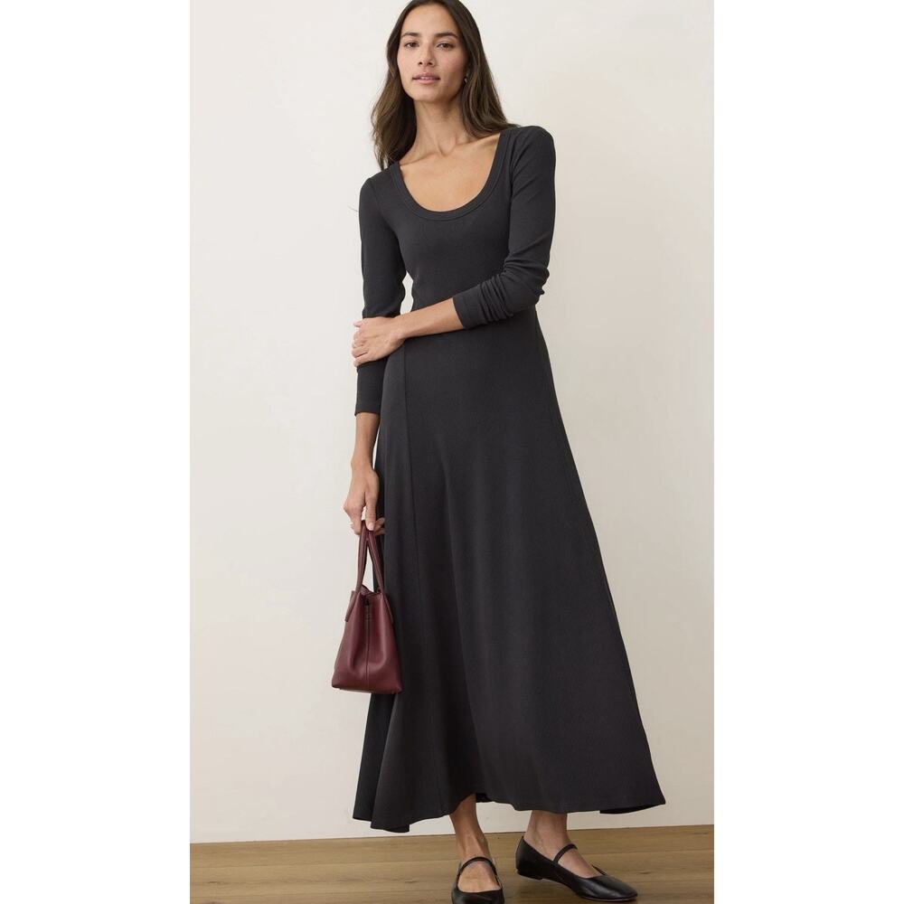 Marine Layer Lexi Rib Dress - XL Black Minimalist Balletcore Caroline Besette